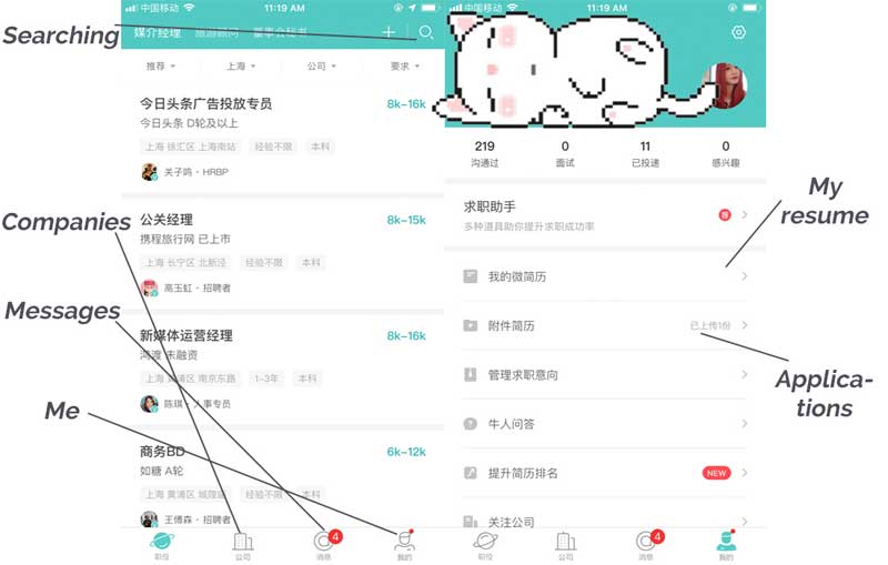 Use BOSS Zhipin to find jobs in China real time messaging with hiring managers