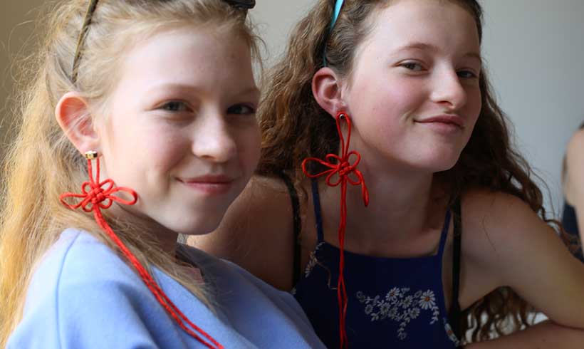 Making-chinese-knots-at-camp Making chinese knots at camp