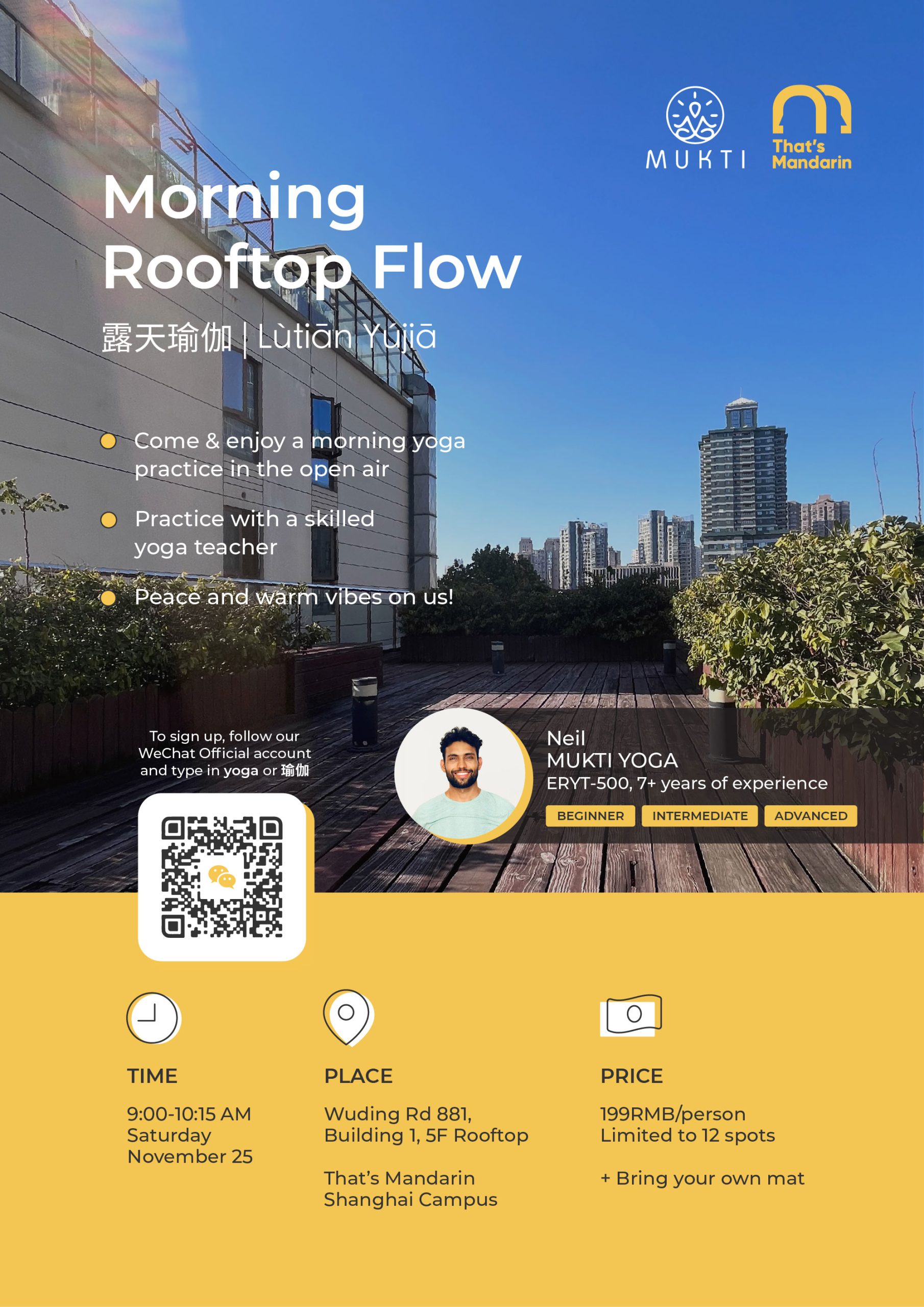 Nov 25, Rooftop Flow | That's Mandarin Events 2023