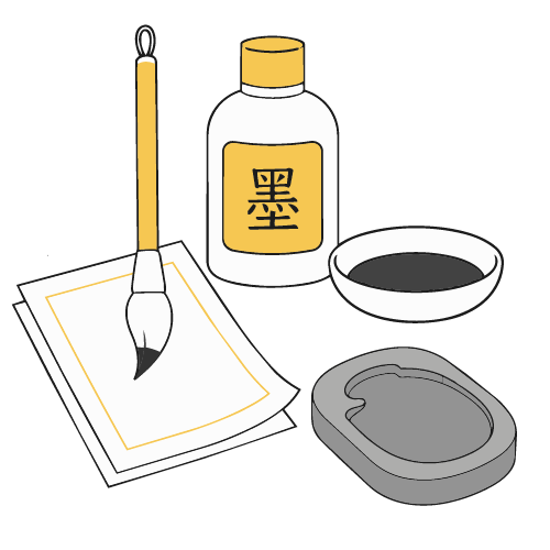 Four Treasures of the Study: brush, ink, paper and inkstone